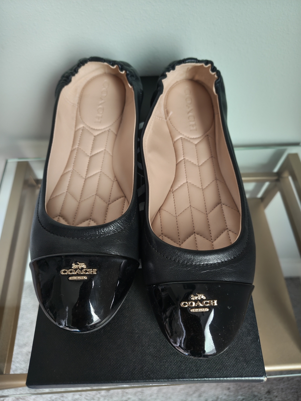 Coach Bonnie Patent Leather Ballet Flat Shoes - Black